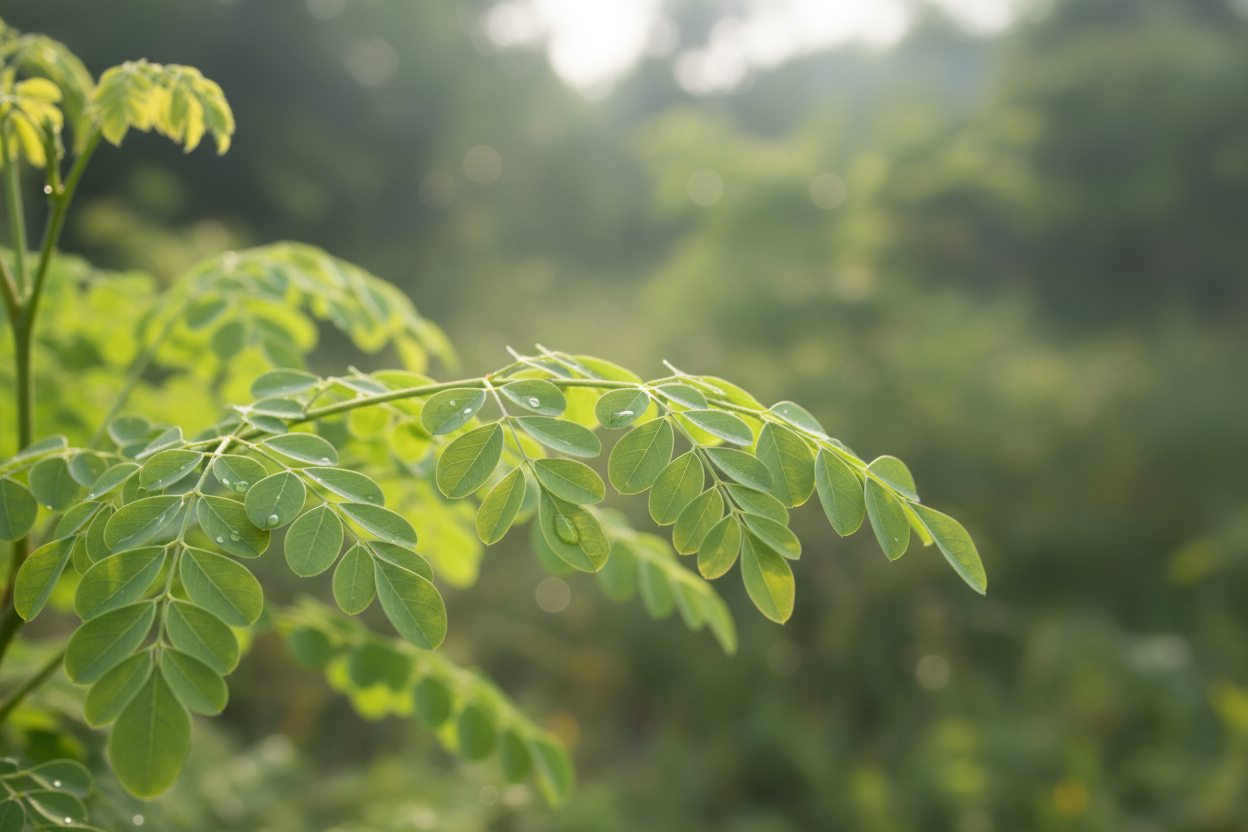 Moringa leafs in nature background